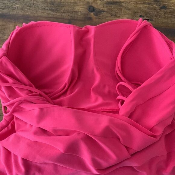 Joseph Ribcoff Barbiecore Tiered Sleeveless Pink Midi Bodycon Dress Sz 8 - Picture 8 of 9